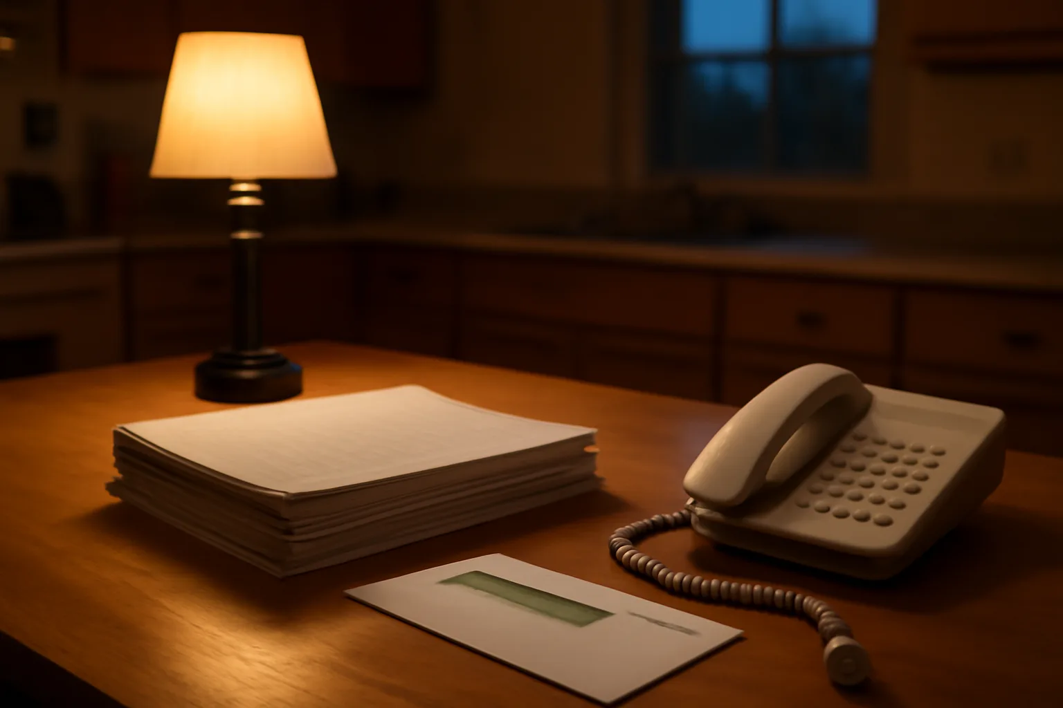 Contract papers and a phone on a kitchen table, representing negotiating a timeshare exit
