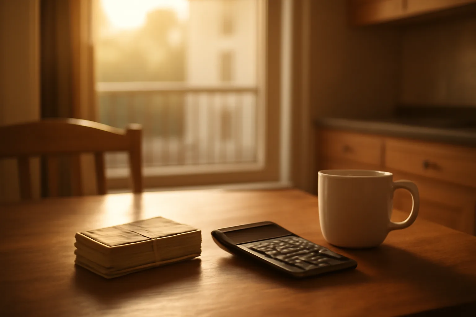 Kitchen table with bills and calculator representing timeshare maintenance fee tax questions