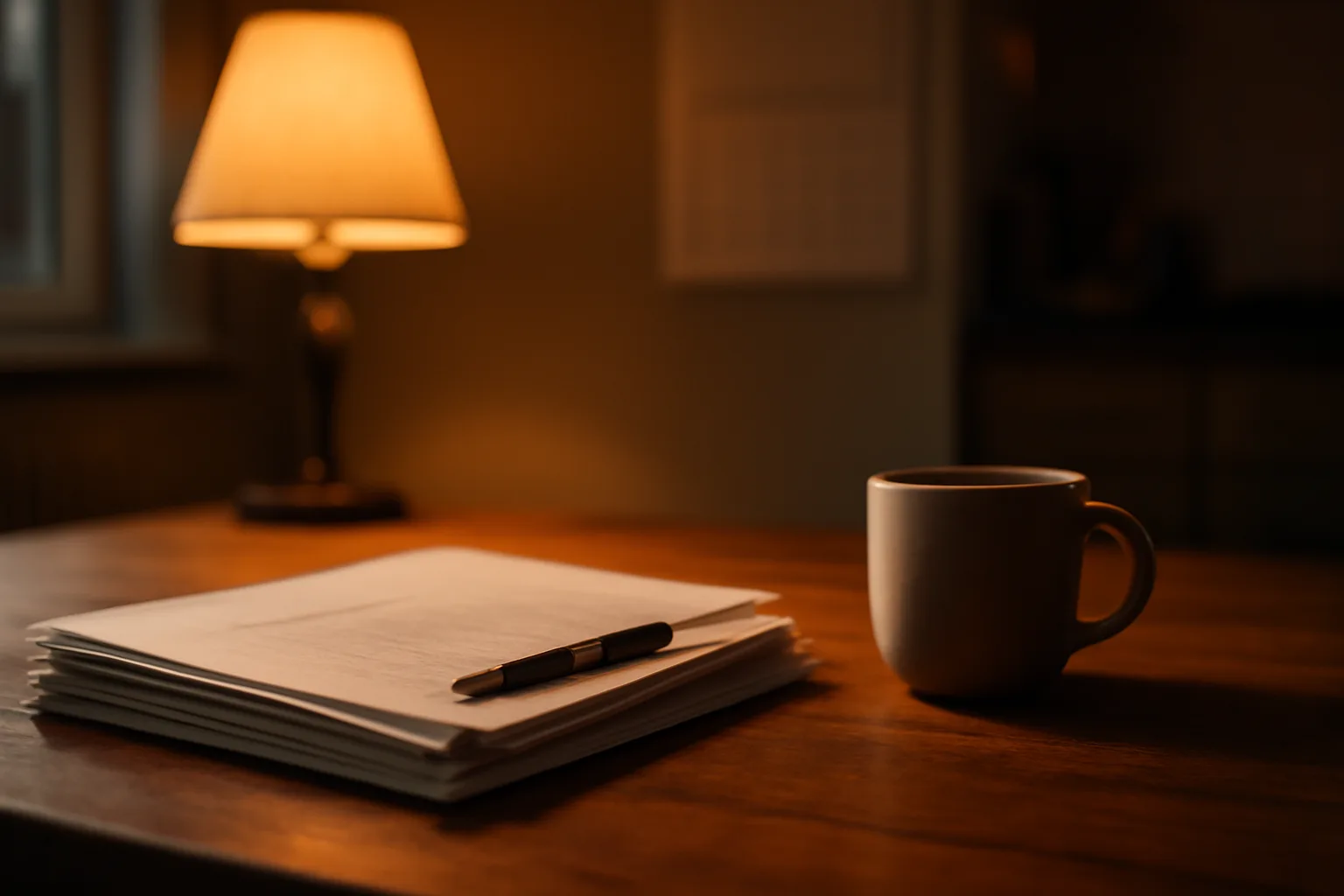 Contract papers and a pen on a kitchen table, representing a timeshare exit decision