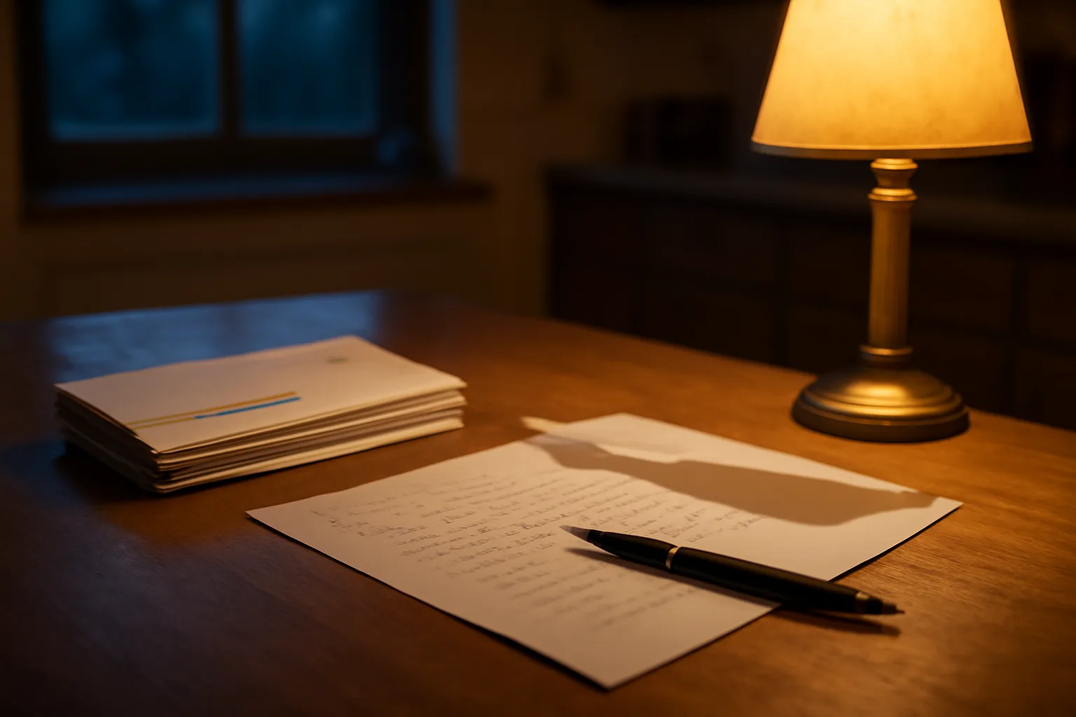 Handwritten cancellation letter and certified mail receipts on a kitchen table