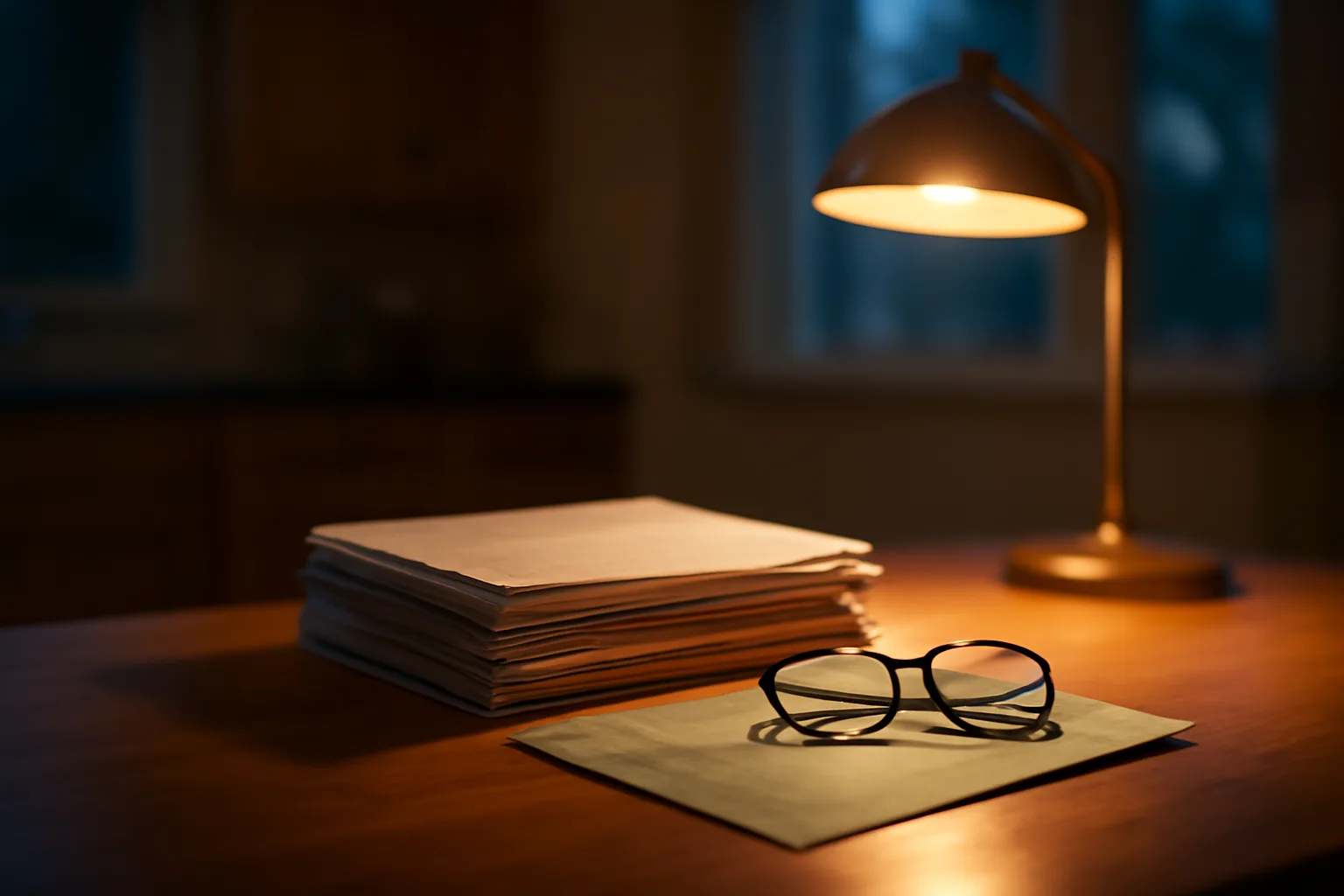 Timeshare contract papers and a certified mail receipt on a table under lamp light