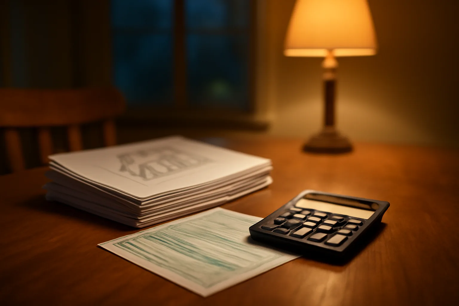 Contract papers and a calculator on a kitchen table representing timeshare exit decisions