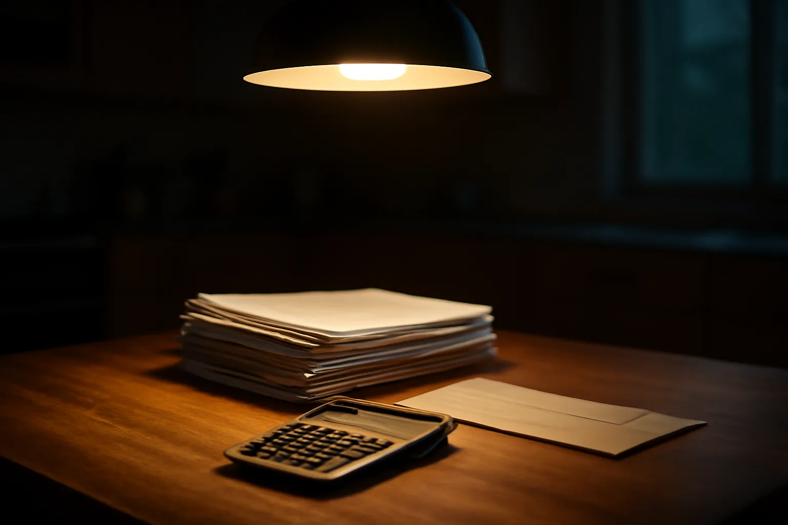 Kitchen table scene with contract papers and calculator representing timeshare exit decisions