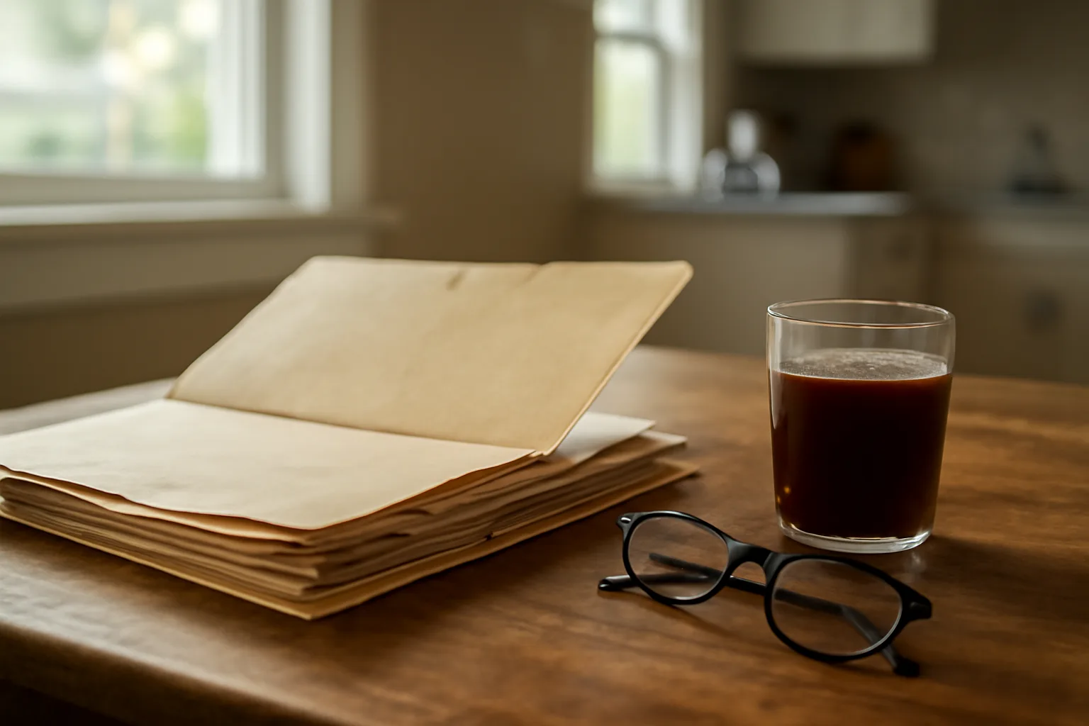 Kitchen table with paperwork and coffee, symbolizing the search to get out of a timeshare