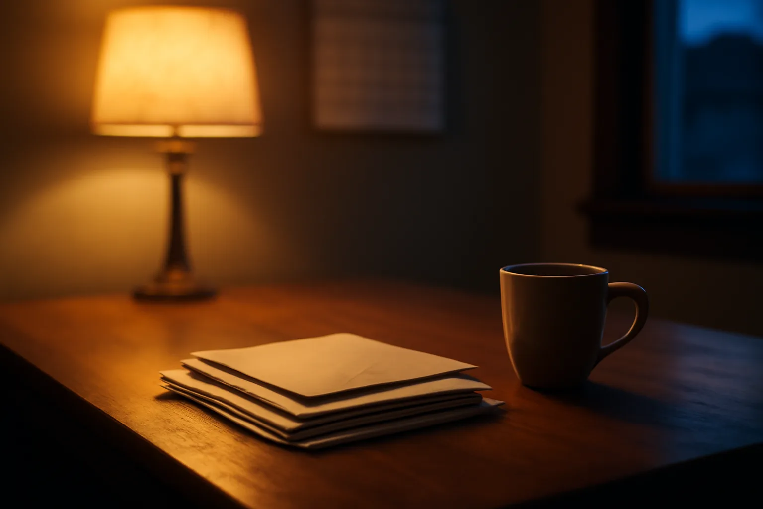 Kitchen table with mail and lamp light, evoking a homeowner weighing timeshare cancellation options