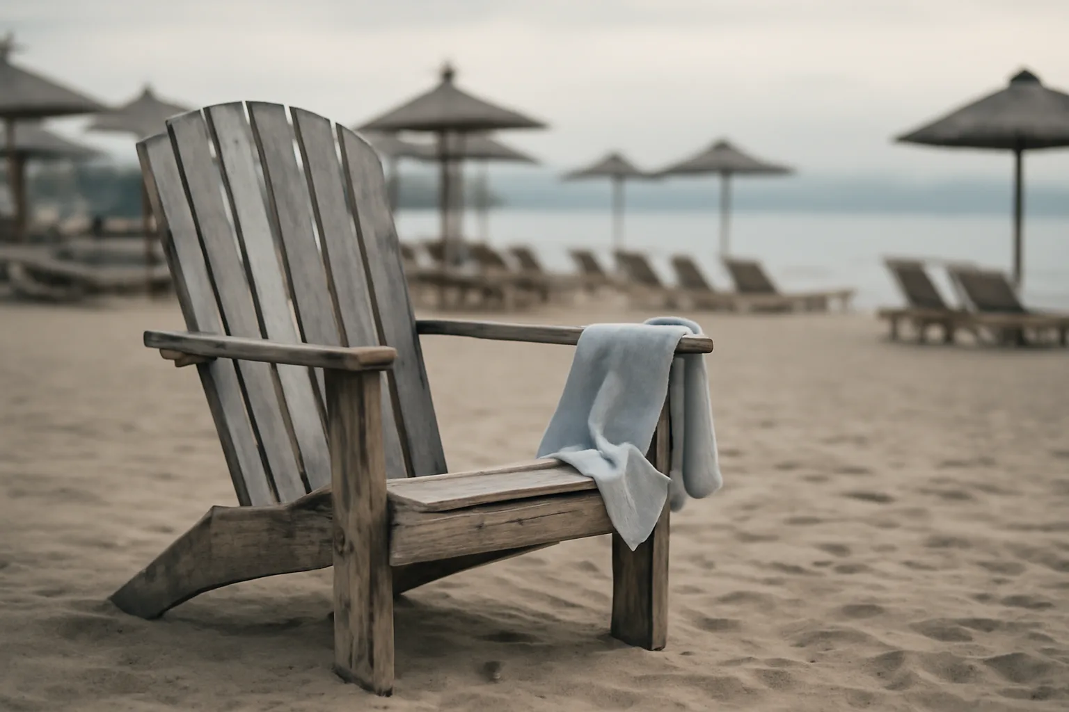 Empty resort dock chair at dawn symbolizing an unused timeshare property