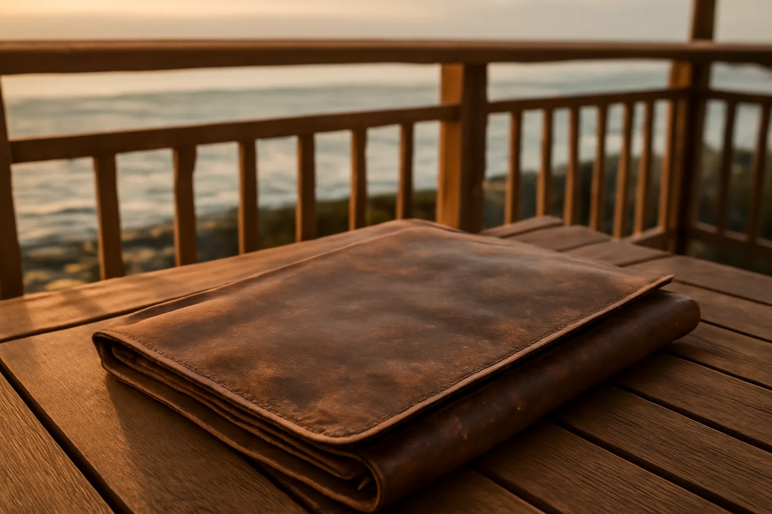 Contract folder on a resort patio table representing exiting a Palace Resorts timeshare