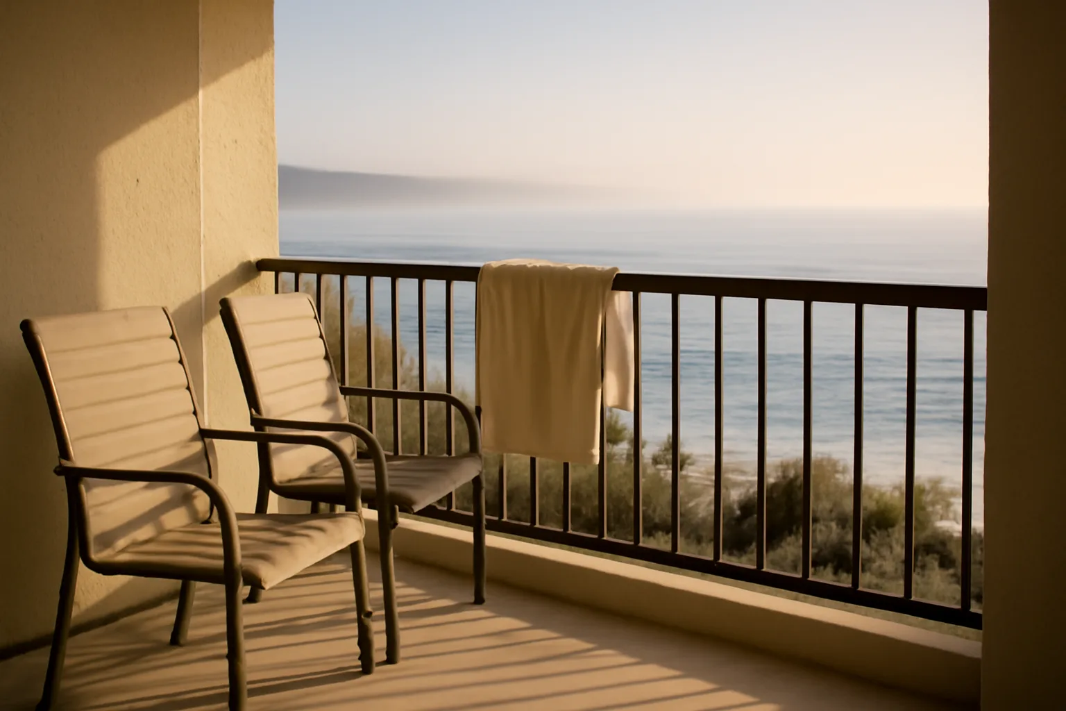Empty resort balcony at dawn representing the search for an RCI timeshare exit