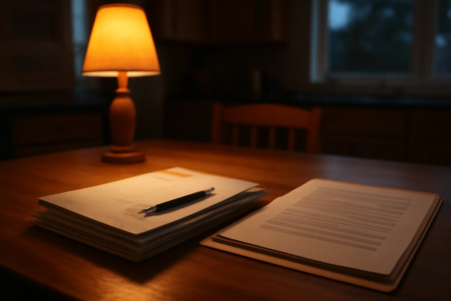 Kitchen table with mailing envelopes and paperwork for a timeshare exit search