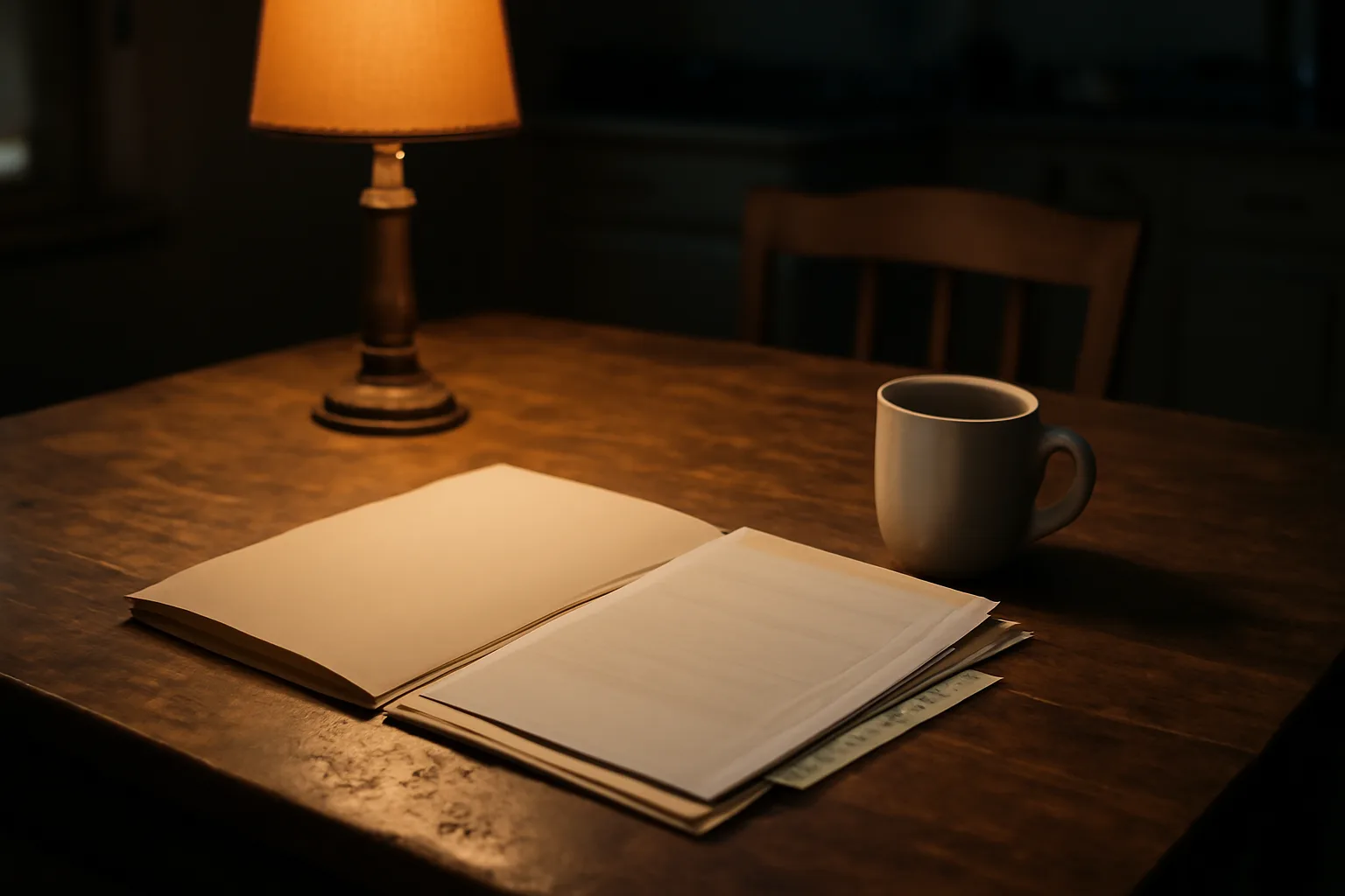 Kitchen table at night with paperwork and a certified mail receipt for a timeshare exit