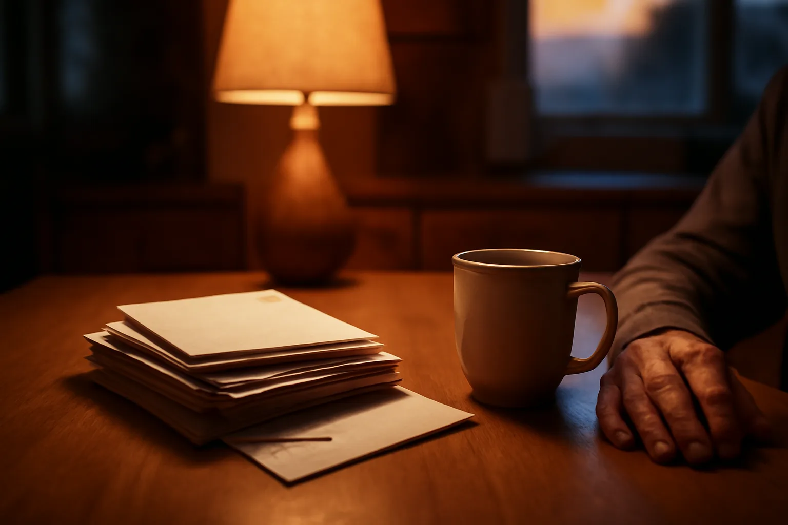 Stack of unpaid bills on a kitchen table representing timeshare payment default consequences