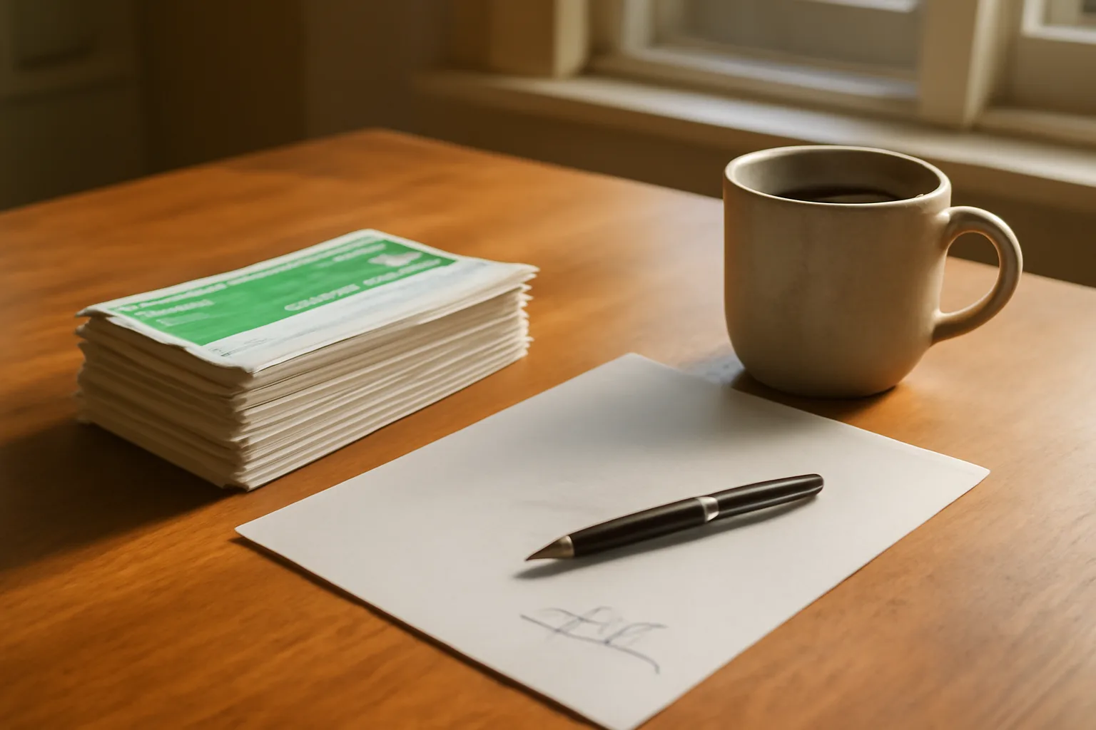 Certified mail receipts and a letter on a table for timeshare cancellation