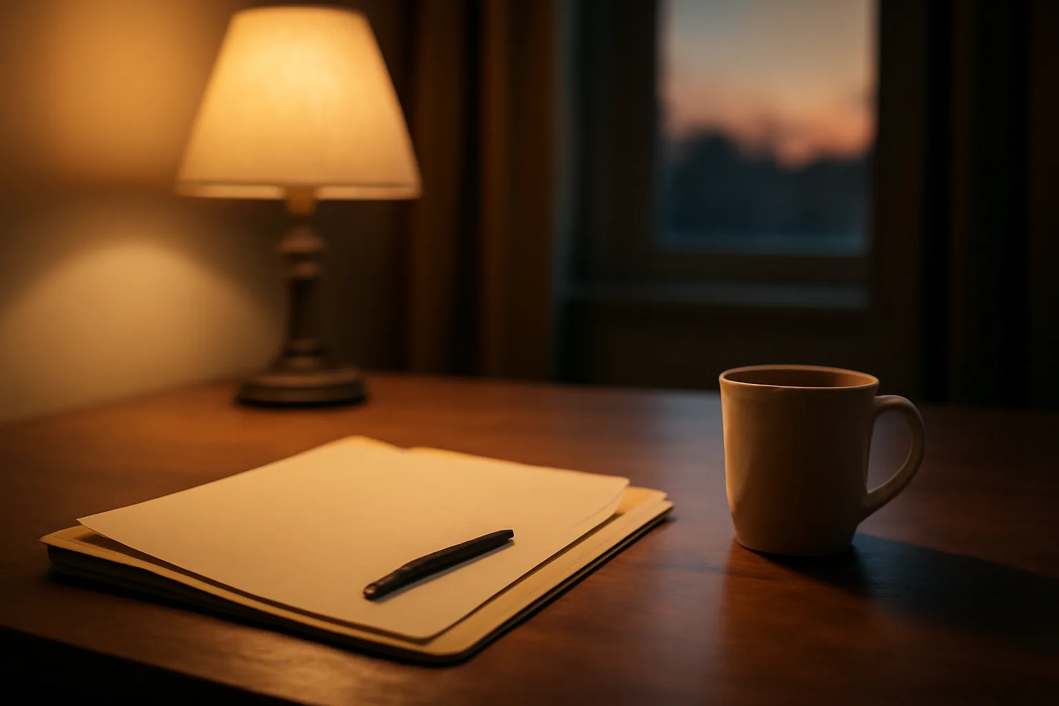 Desk scene with paperwork and pen, suggesting reviewing a timeshare contract at home