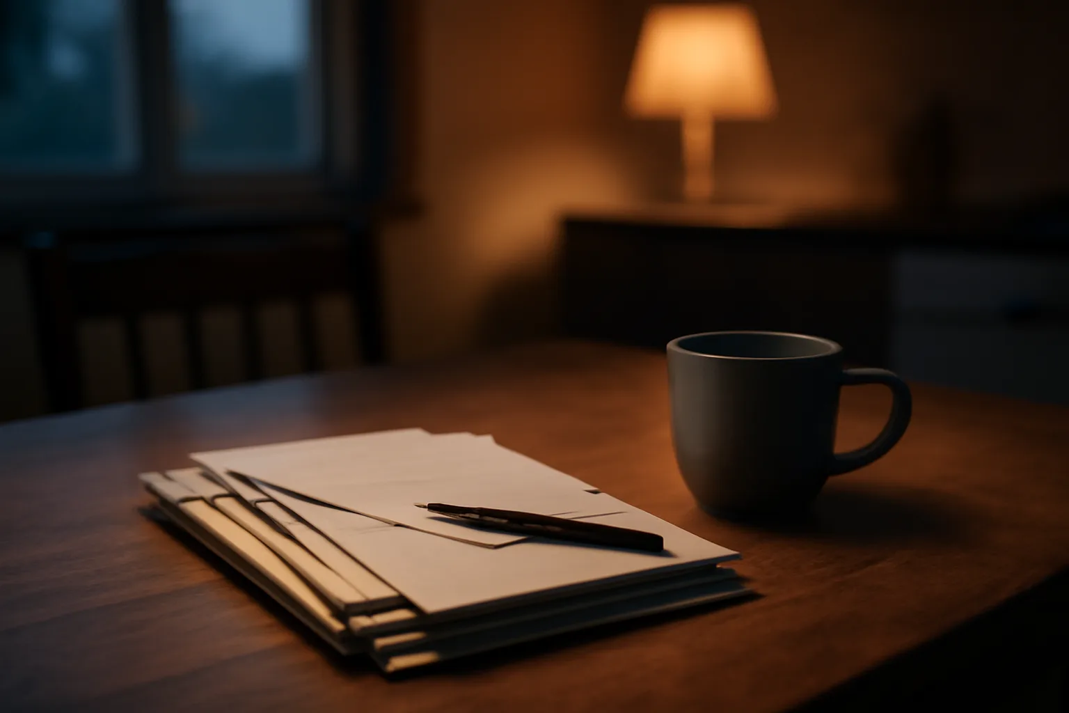 Kitchen table scene showing paperwork and pen related to a timeshare contract decision