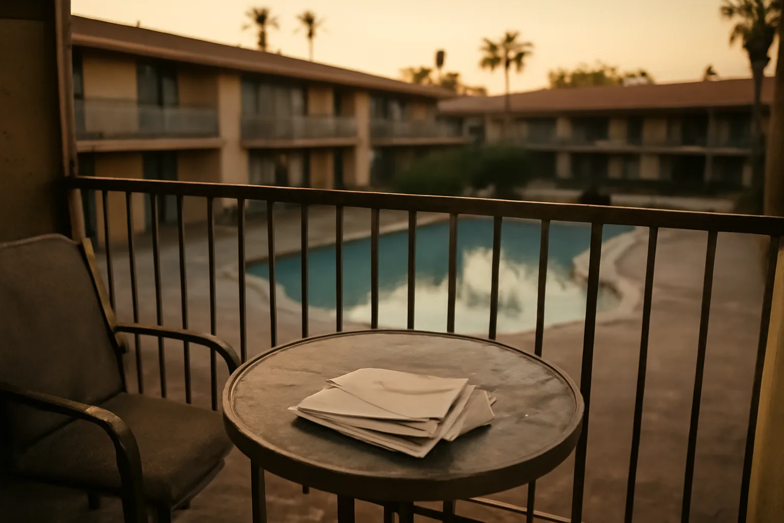 empty resort balcony at sunset symbolizing owners looking to exit a timeshare