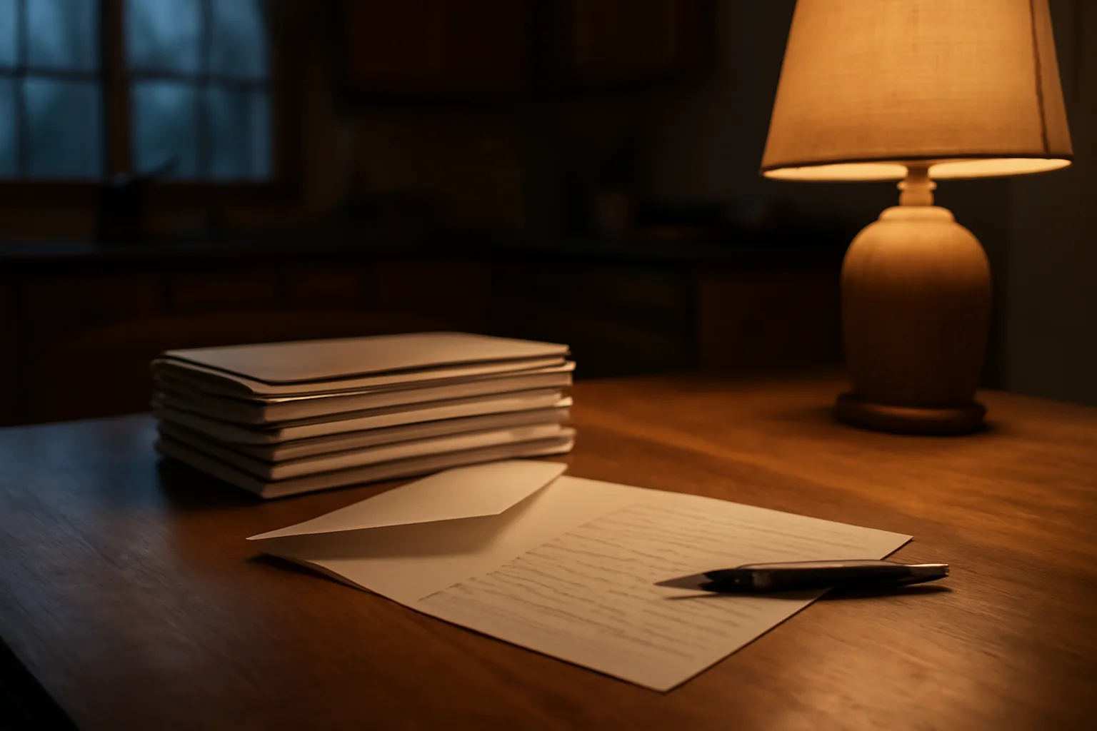 Certified mail receipts and a handwritten cancellation letter on a kitchen table