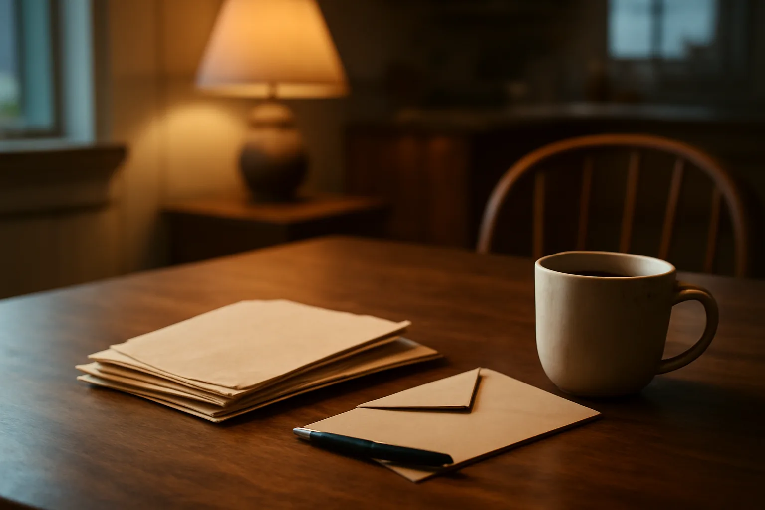 Certified mail receipts and an open envelope on a kitchen table, representing canceling a timeshare contract