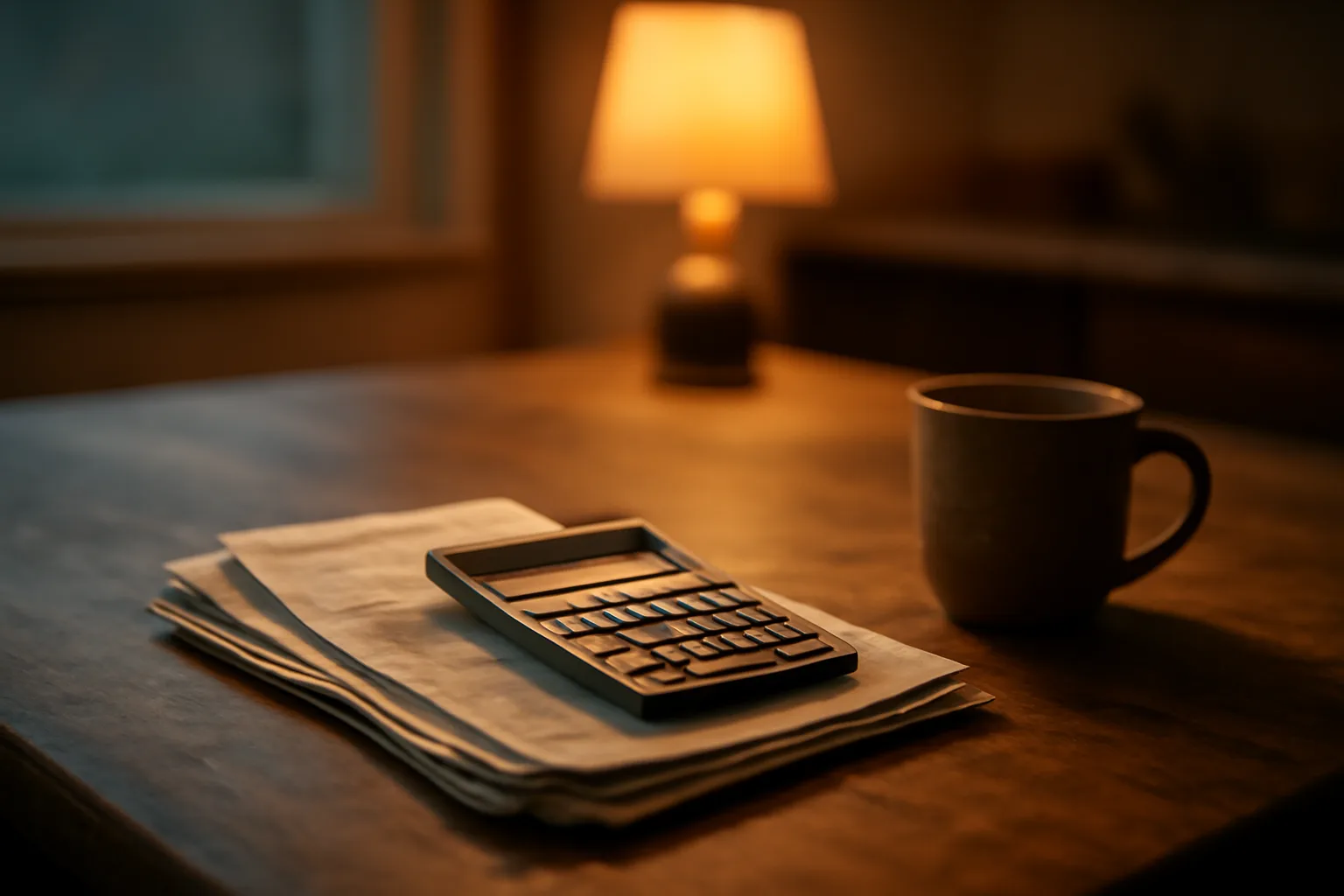 Kitchen table with bills and calculator showing the true cost of timeshares