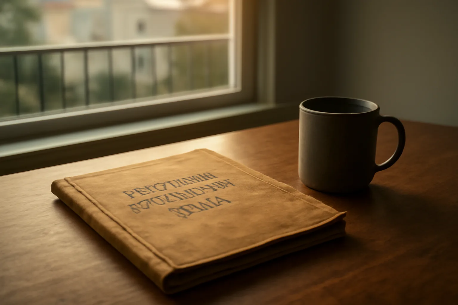 Timeshare paperwork folder on a kitchen table at dawn, weighing whether to cancel