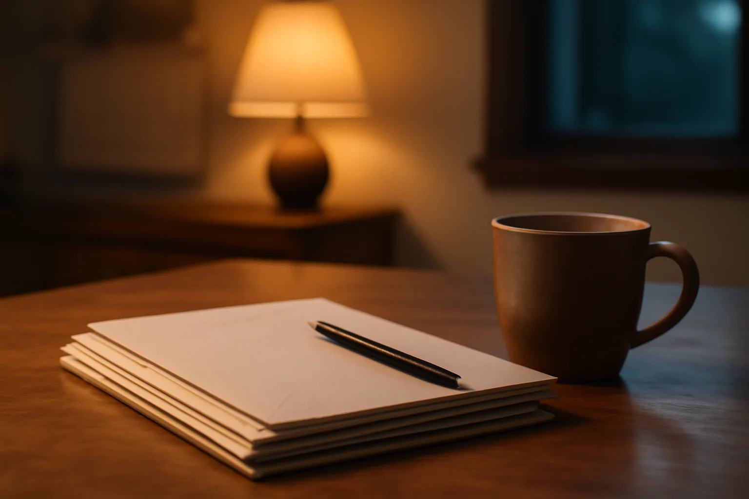 Certified mail envelopes and a pen on a kitchen table, preparing a timeshare cancellation