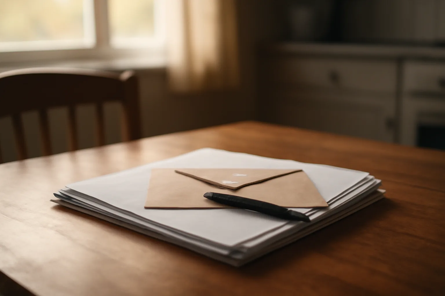 Contract papers and a pen on a kitchen table representing a timeshare exit decision