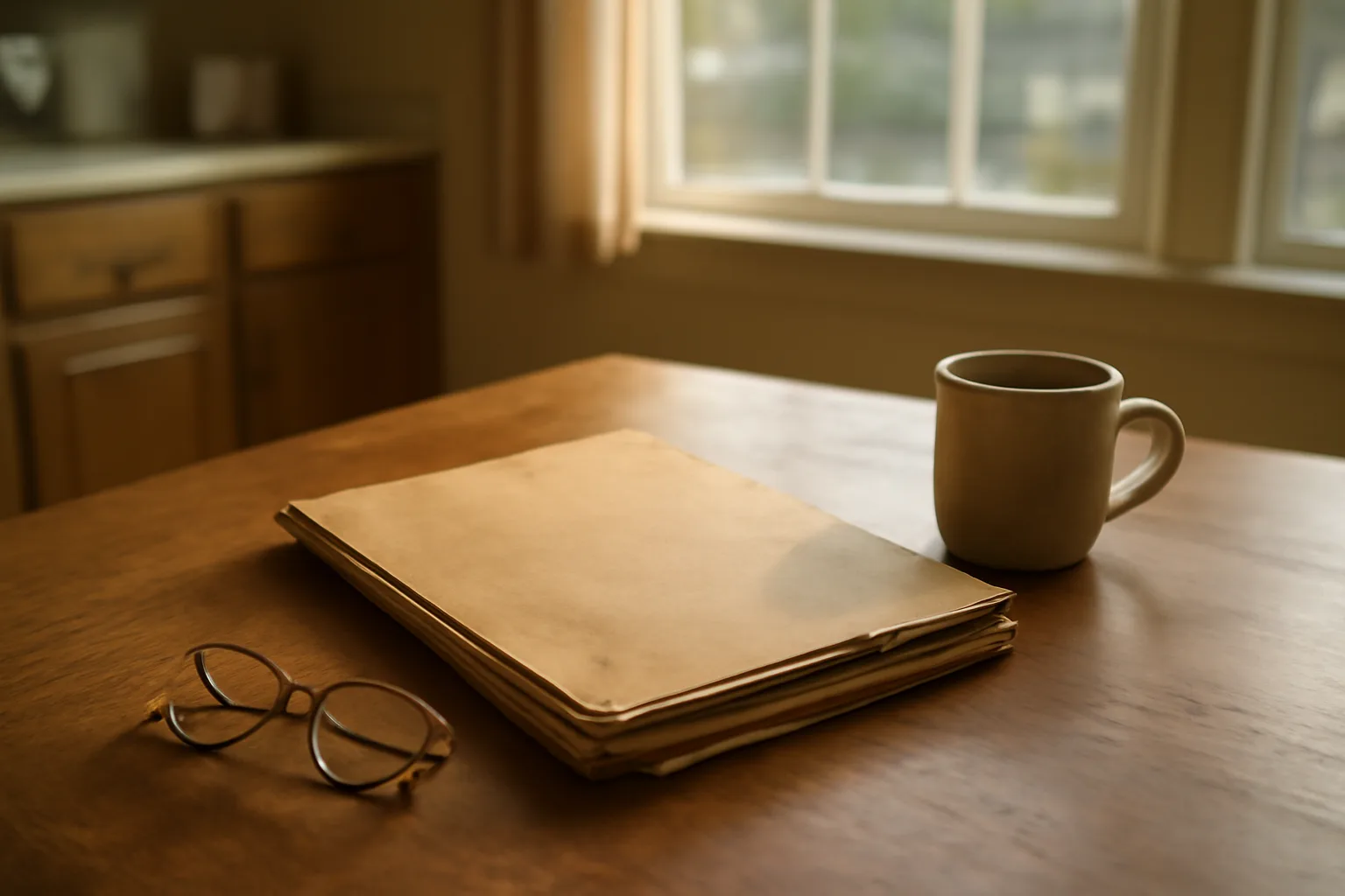 Closed paperwork folder and coffee mug on a table, representing timeshare cancellation decisions