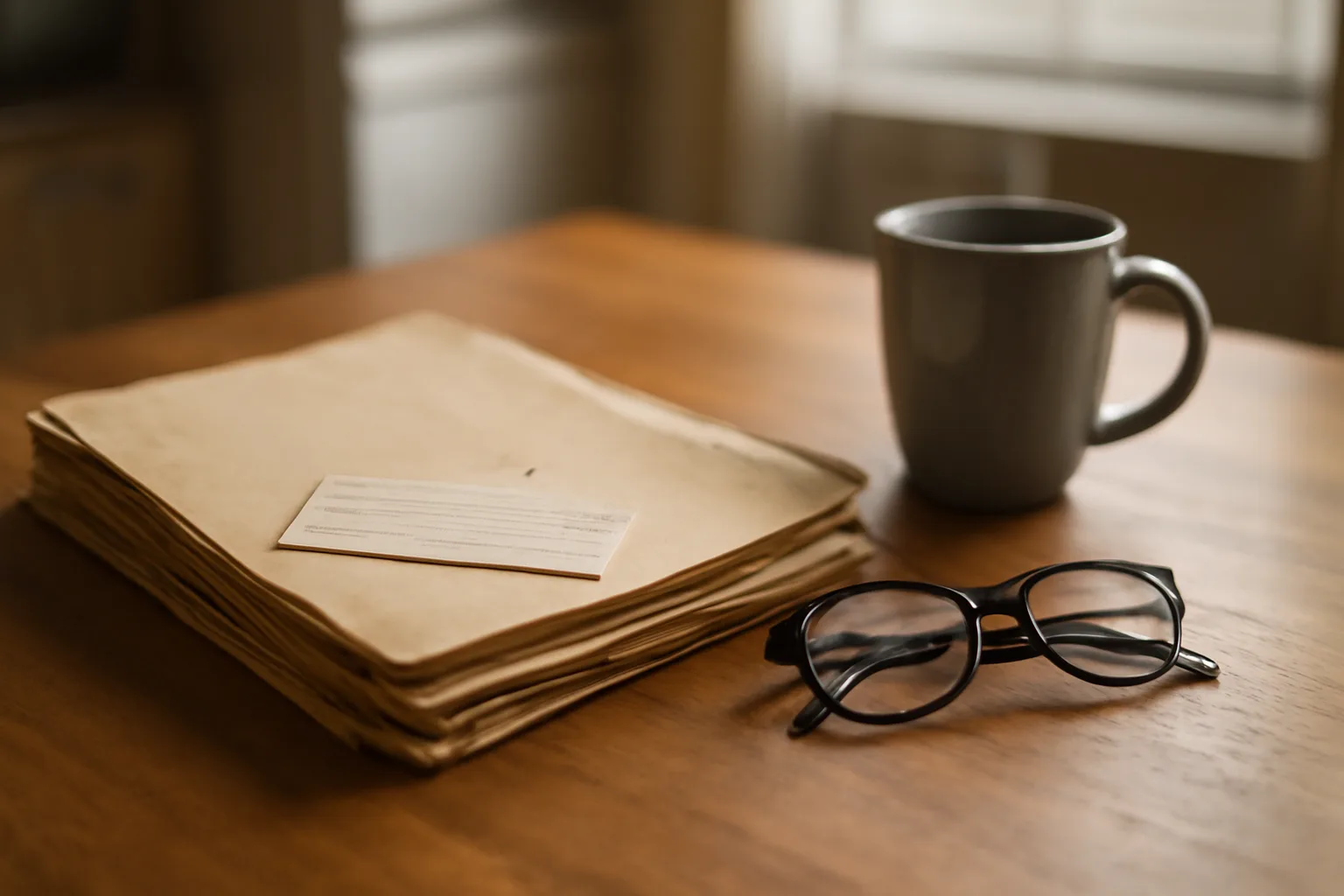 Kitchen table with timeshare paperwork and certified mail receipt in morning light
