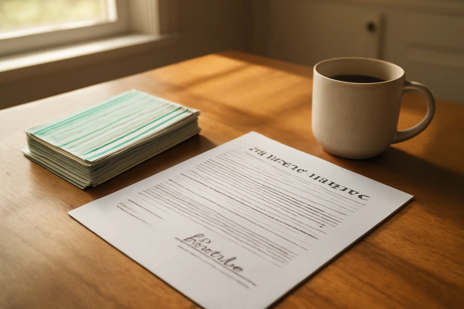 Certified mail receipts and a signed timeshare contract on a kitchen table