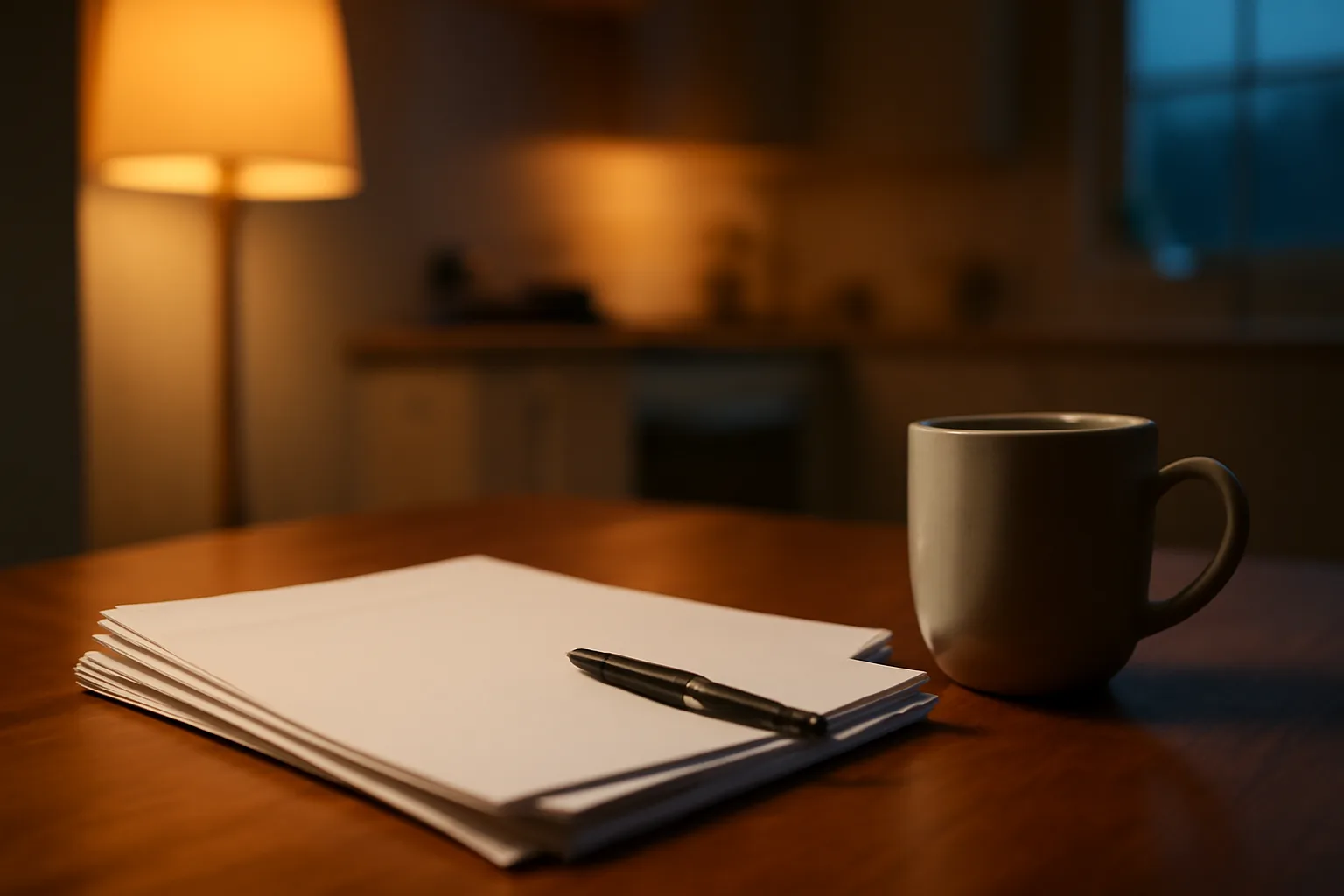 Contract papers and coffee mug on table, representing canceling a Festiva timeshare