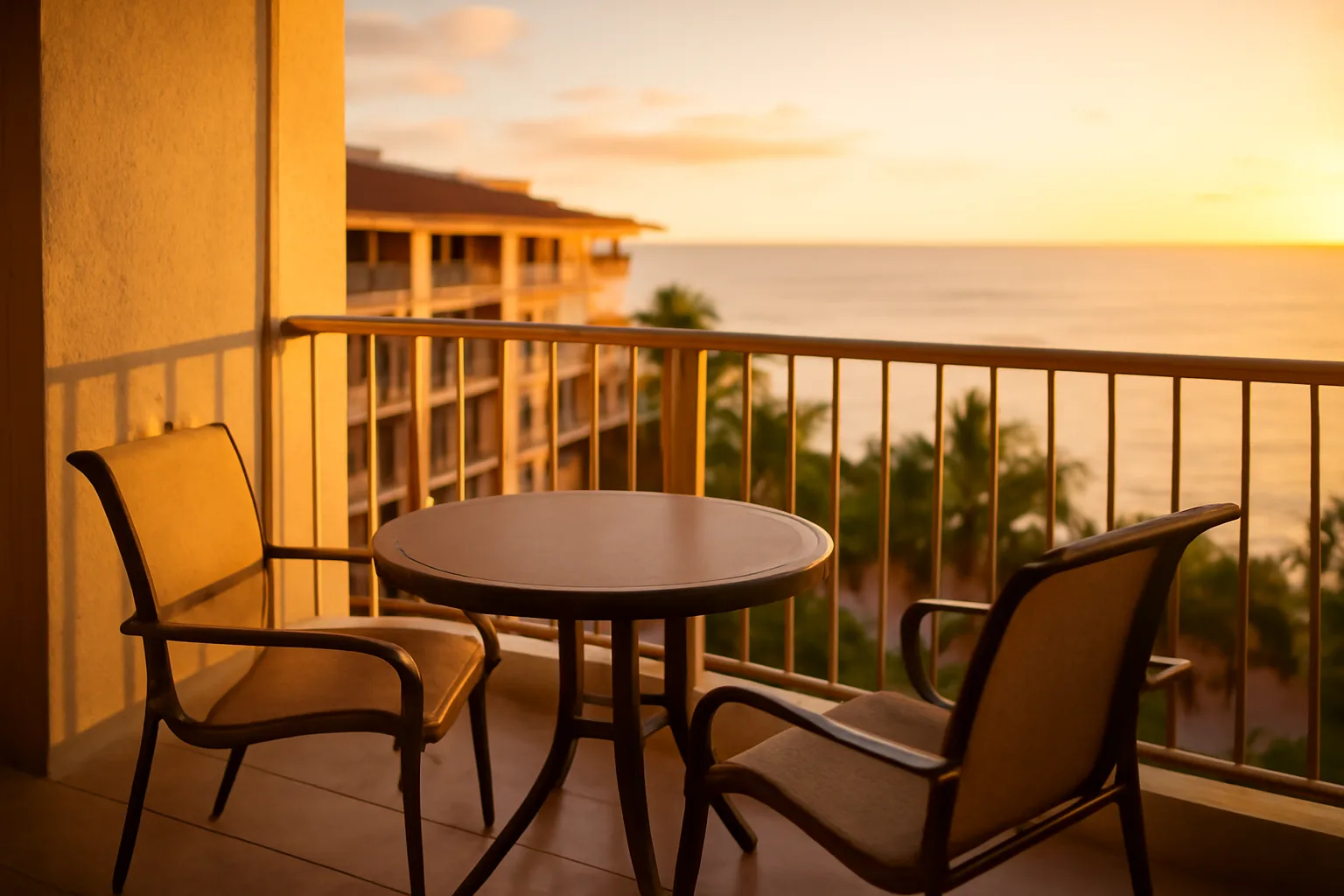 Empty resort balcony at sunset representing a Hilton timeshare owner weighing exit options
