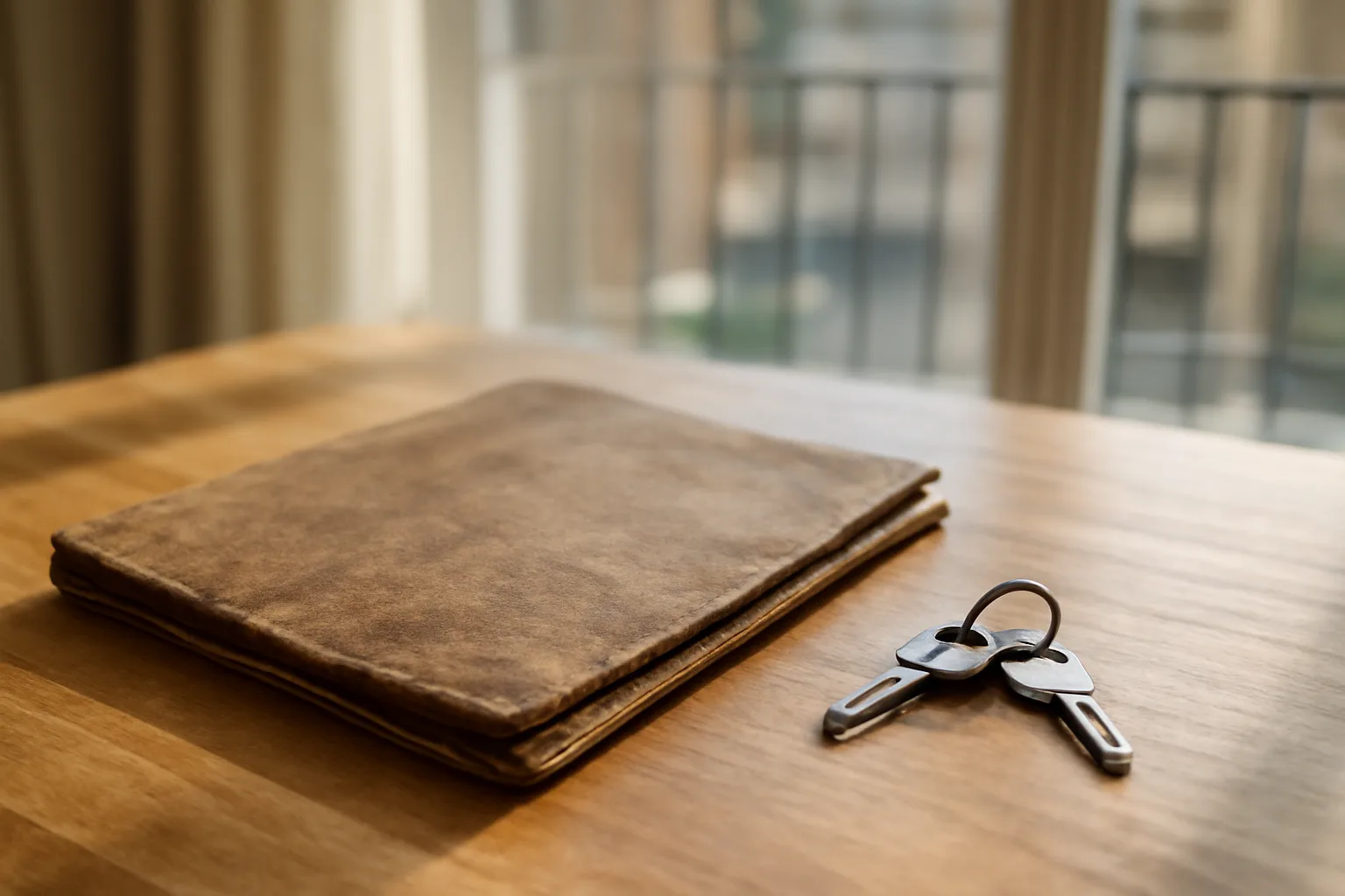 Timeshare deed papers and keys on a kitchen table after the rescission period has ended
