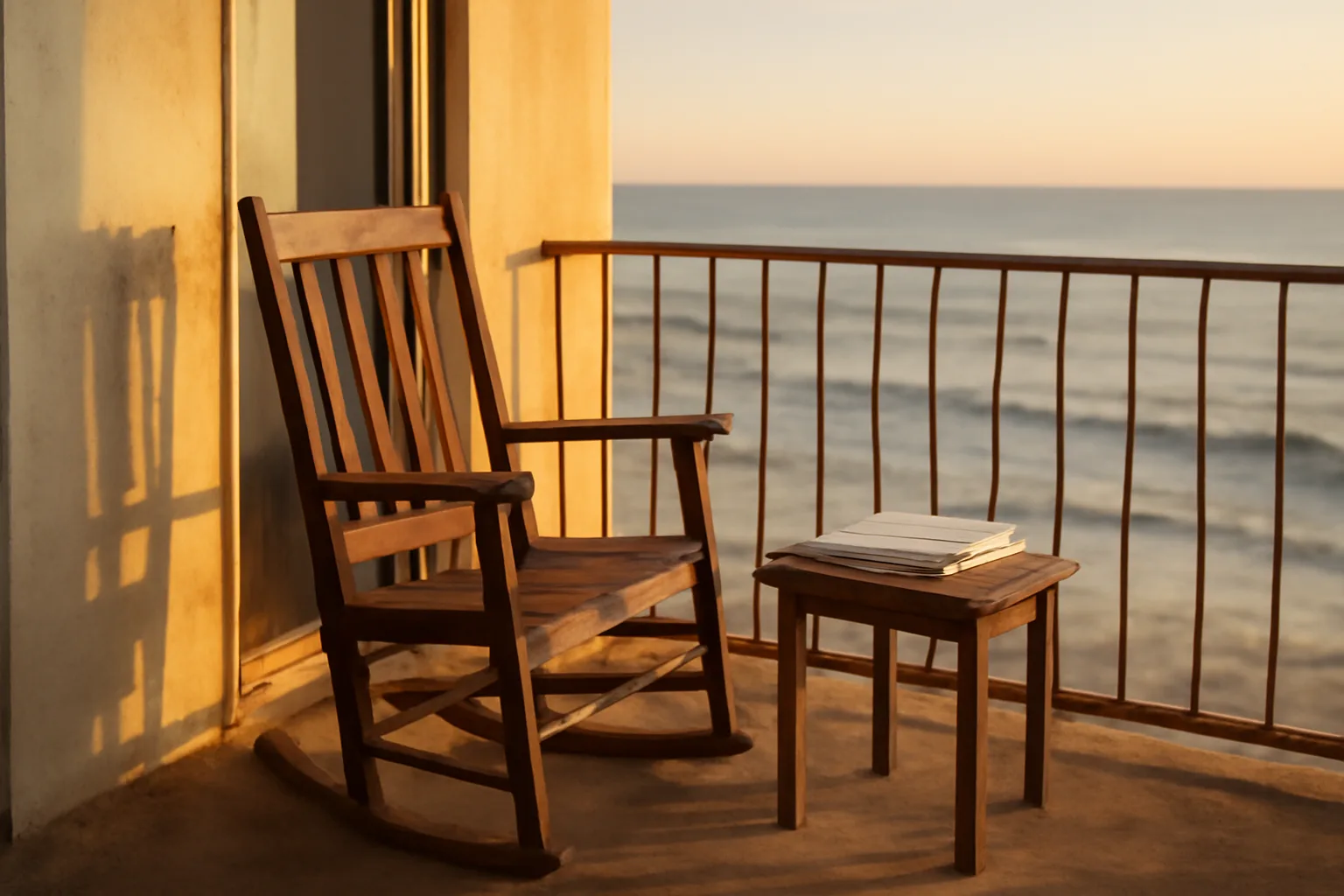 Condo balcony at sunset evoking the weight of an unwanted timeshare membership