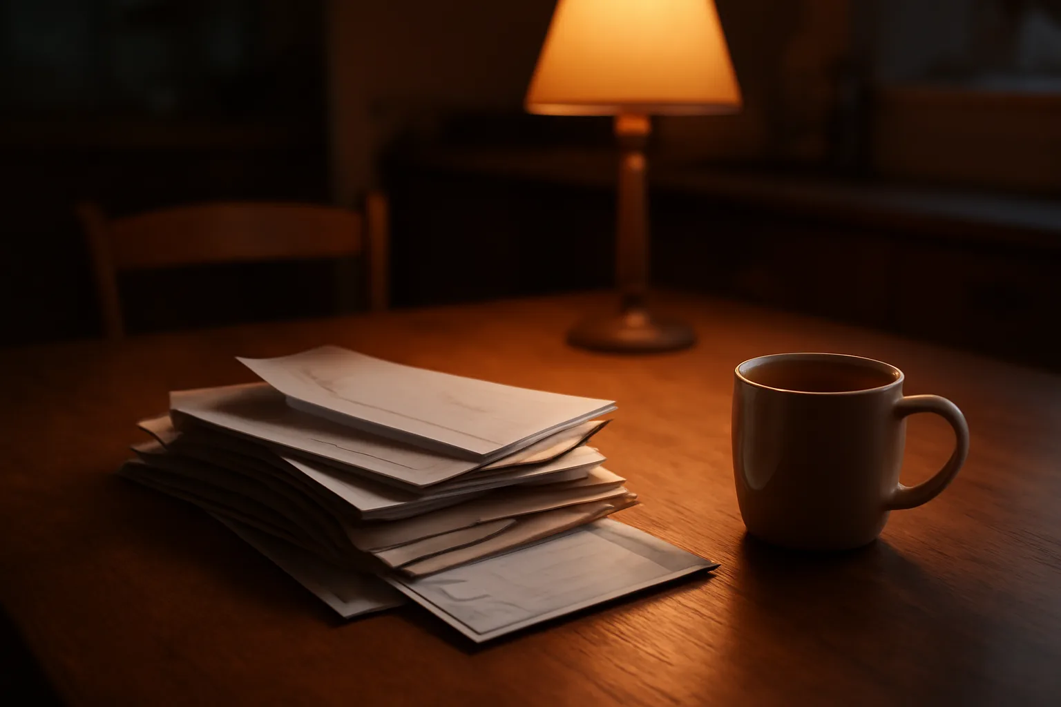 Kitchen table with mail and coffee, evoking a homeowner reviewing timeshare paperwork