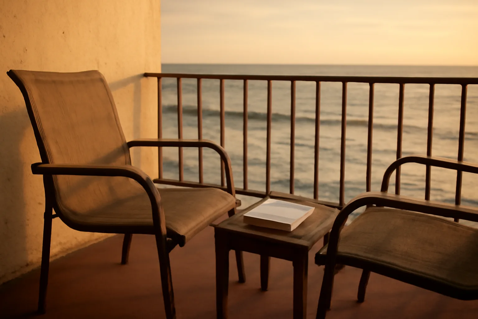 Empty condo balcony at sunset representing the search for how to get out of a timeshare deal