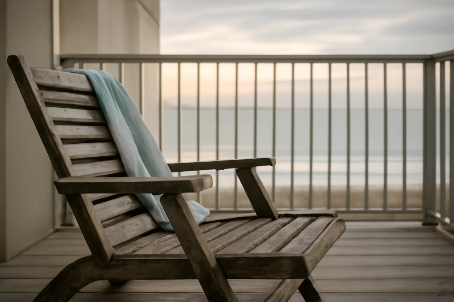 Empty resort balcony at dawn symbolizing the decision to exit a timeshare