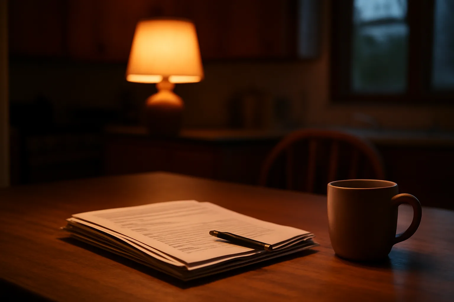 Paperwork and pen on a kitchen table representing a Westgate timeshare mortgage decision