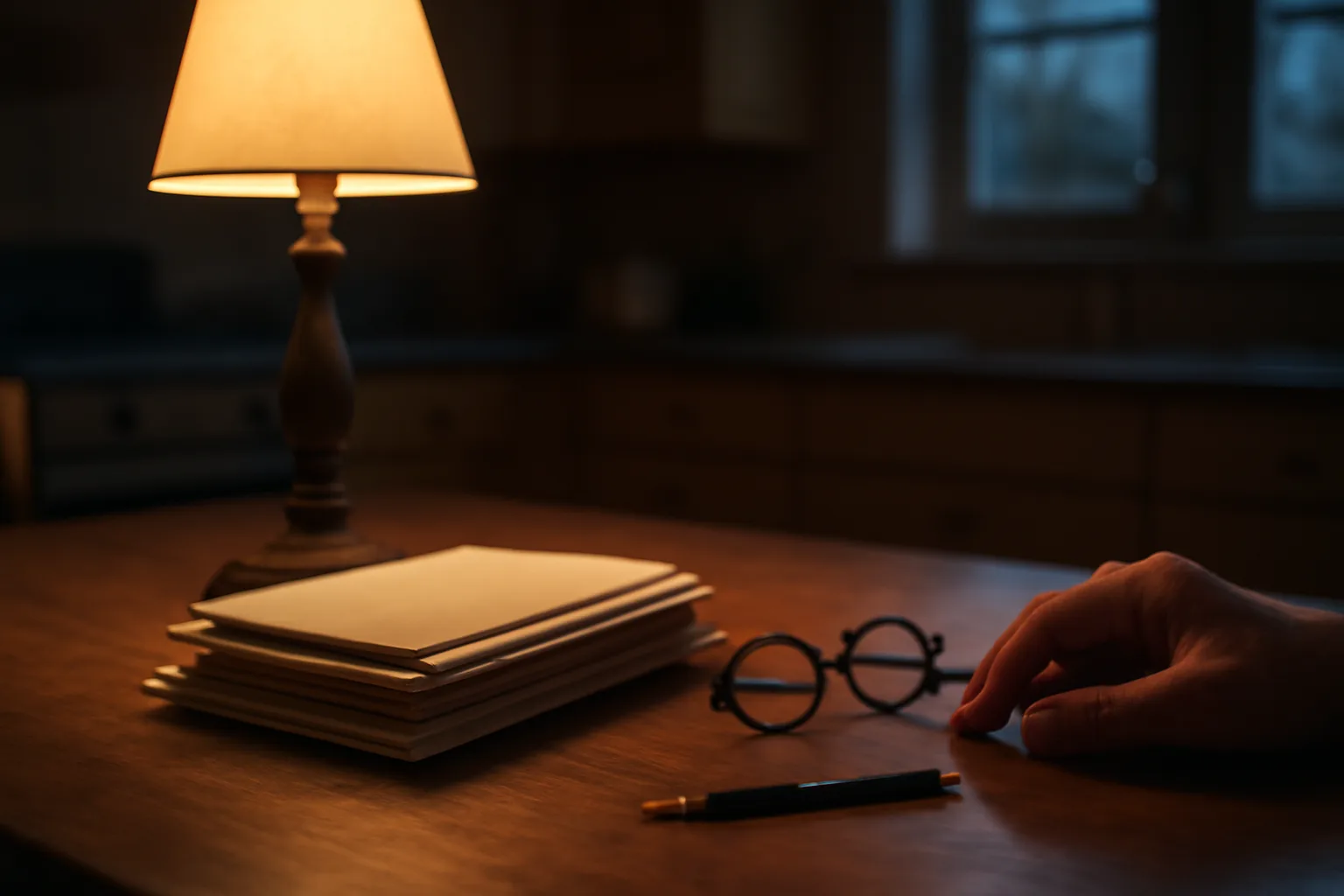 Kitchen table scene with mail and reading glasses suggesting a timeshare exit decision