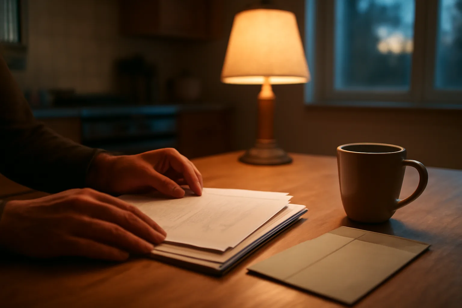 Owner reviewing timeshare contract paperwork at a table before deciding on a Wyndham exit