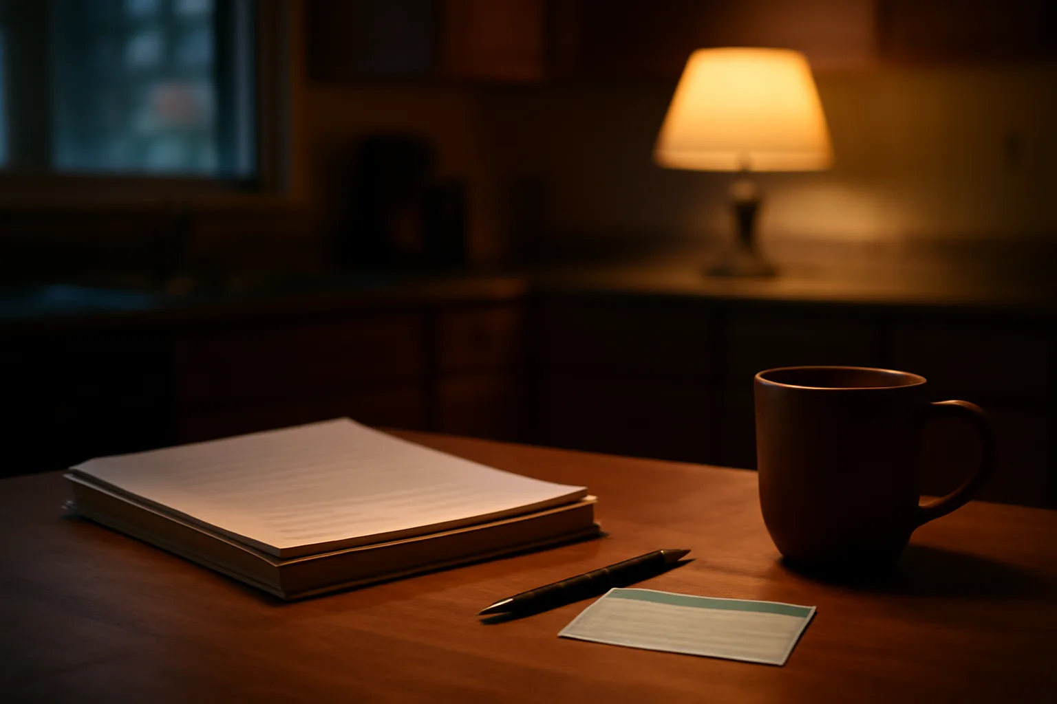 Contract papers and a pen on a kitchen table, representing how to legally cancel a timeshare