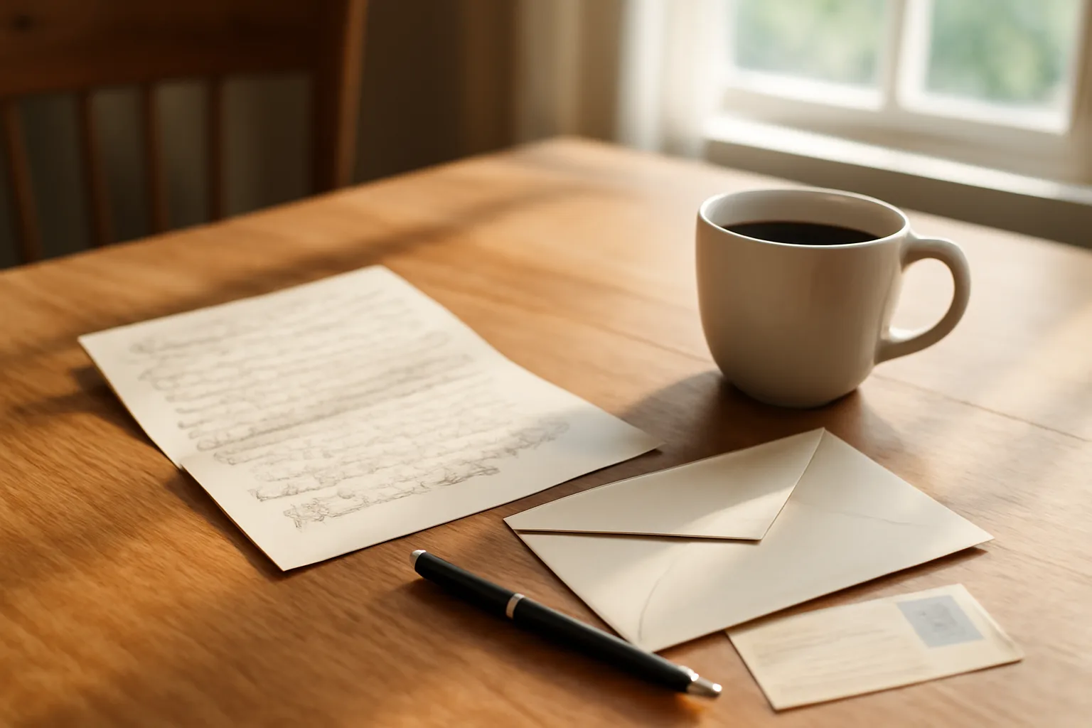 Handwritten timeshare rescission letter and mailing receipt on a kitchen table