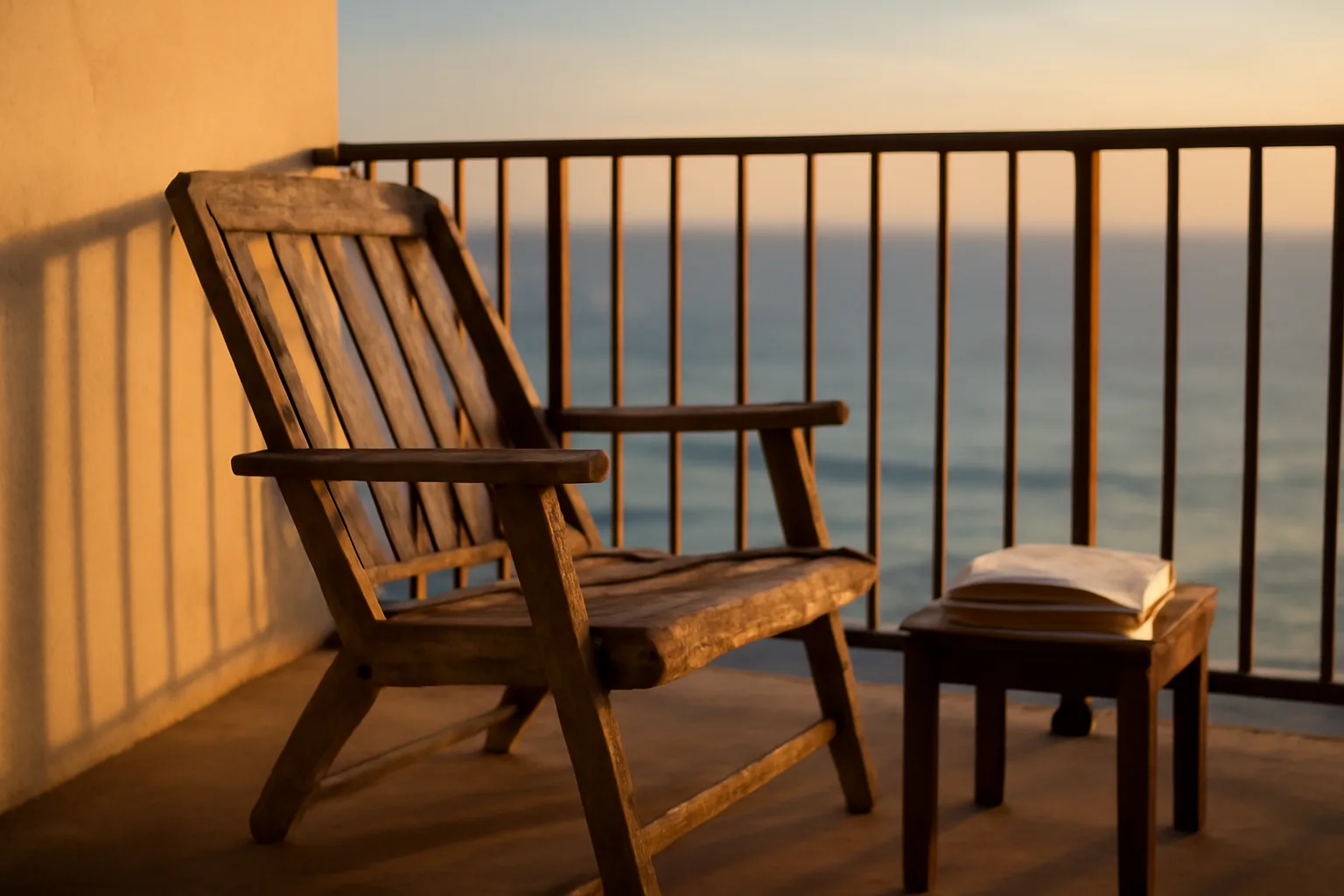 Empty balcony chair overlooking the ocean, symbolizing the timeshare exit decision