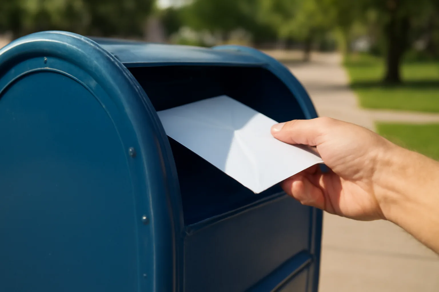 Hand mailing certified letter in USPS mailbox for timeshare rescission