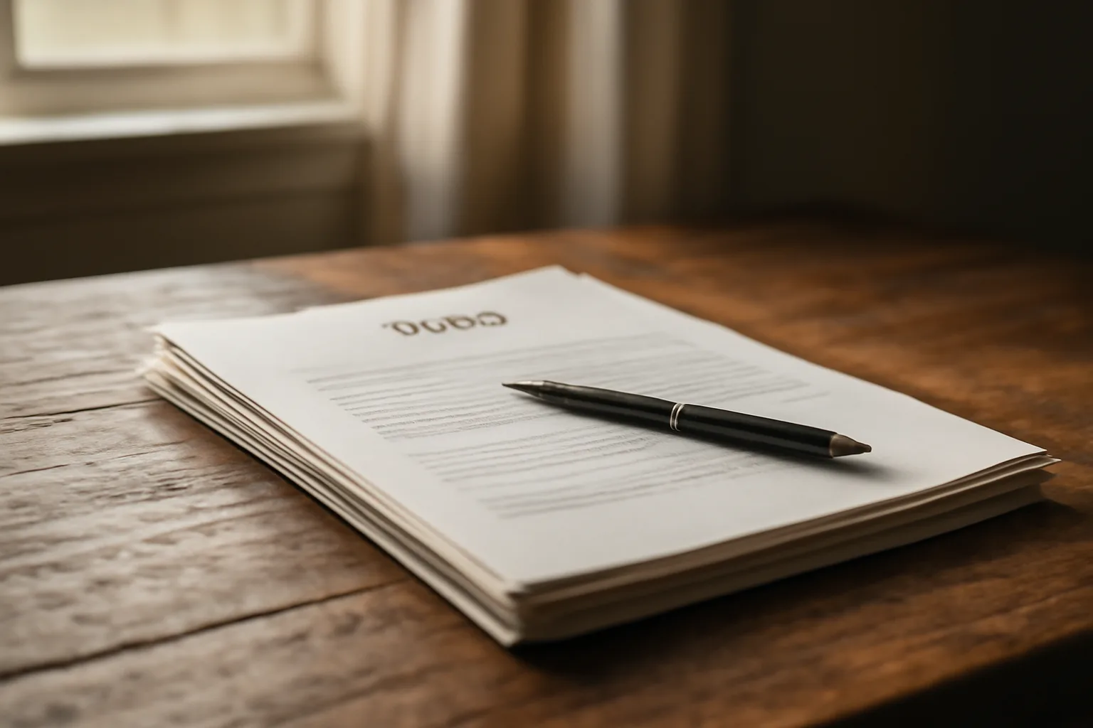 Deed paperwork and pen on a desk representing transferring timeshare ownership