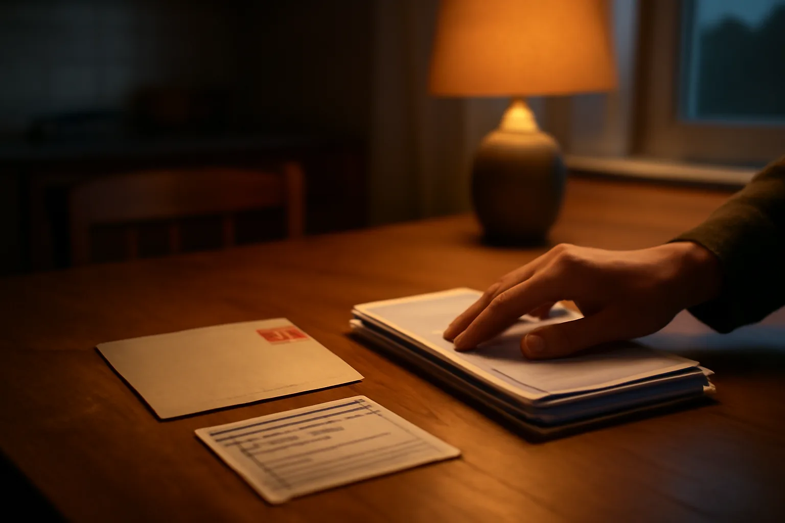 Certified mail receipt and paperwork on a table during timeshare contract cancellation