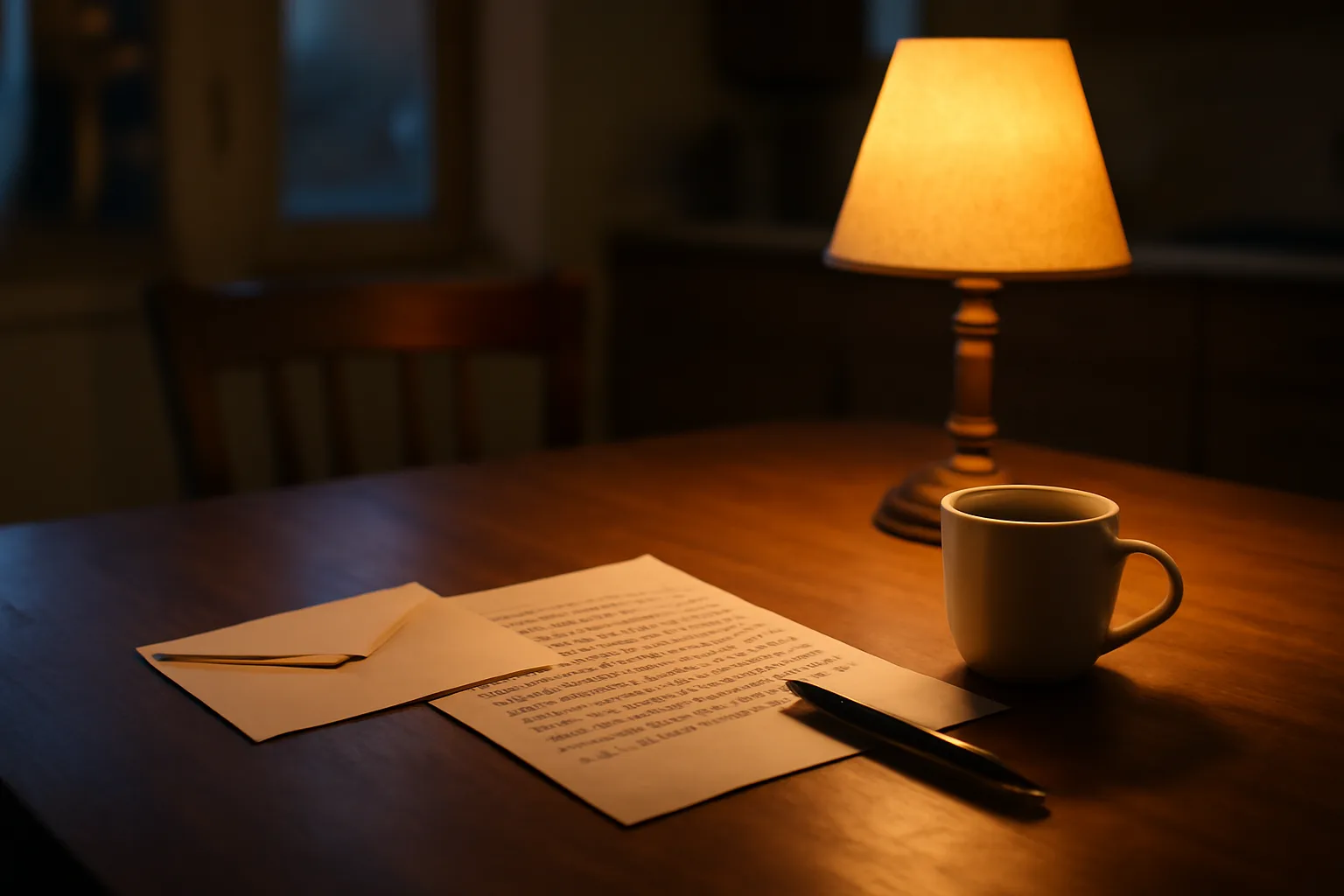 Handwritten cancellation letter and envelope on a table, representing the Wyndham timeshare rescission period